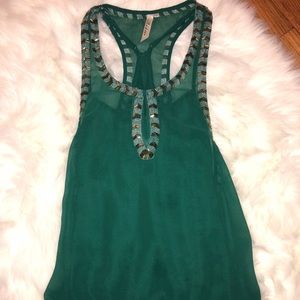 Sleeveless blouse with beaded detail